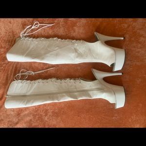 White Thigh High Exotic Boots